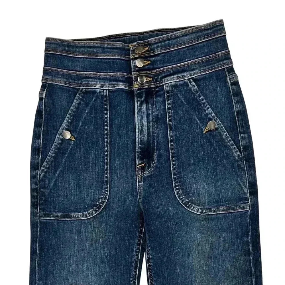 Frame Le Crop Ankle Flare Triple Button High Waist Jeans Size 26 - Picture 4 of 8